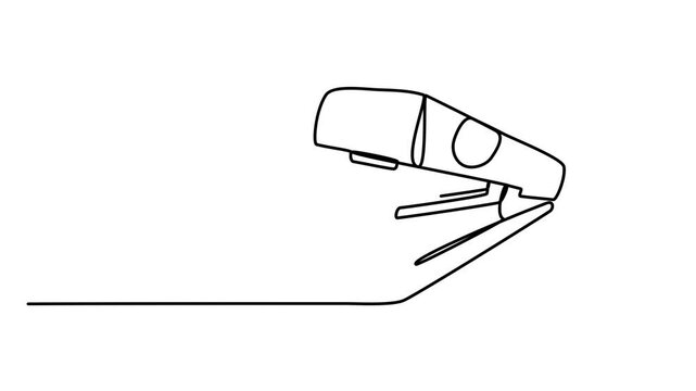 animation of a continuous one line observation stapler drawing.
