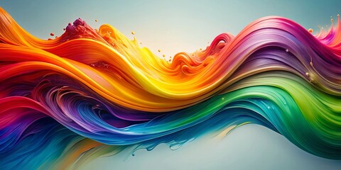 Oil wave Abstract concept of vibrant colors blending together, resembling an ocean wave made of oil paint © Kukar Studio
