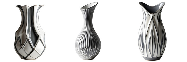 vase with beautiful white flowers cut out isolate