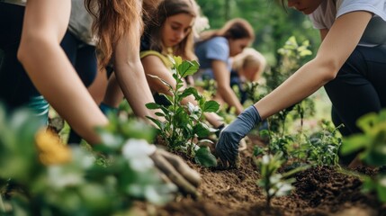 Volunteers Planting Trees