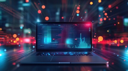 Obraz premium Laptop Big data technology background