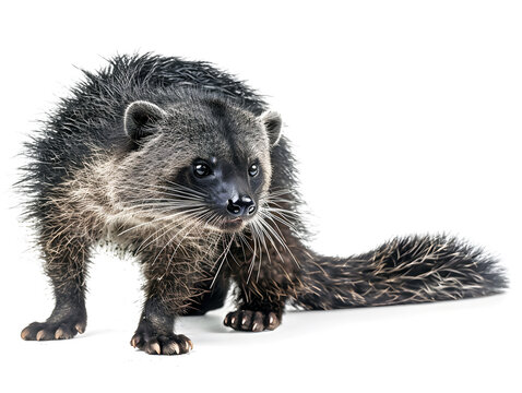 Binturong standing isolated on a white background