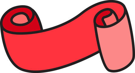 Doodle Red Ribbon Banner Illustration