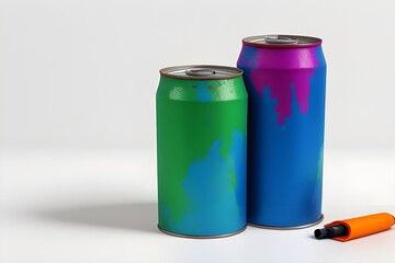 Colorful Spray Paint Can Isolated on White Background