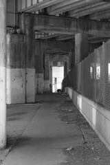 old industrial district in black and white