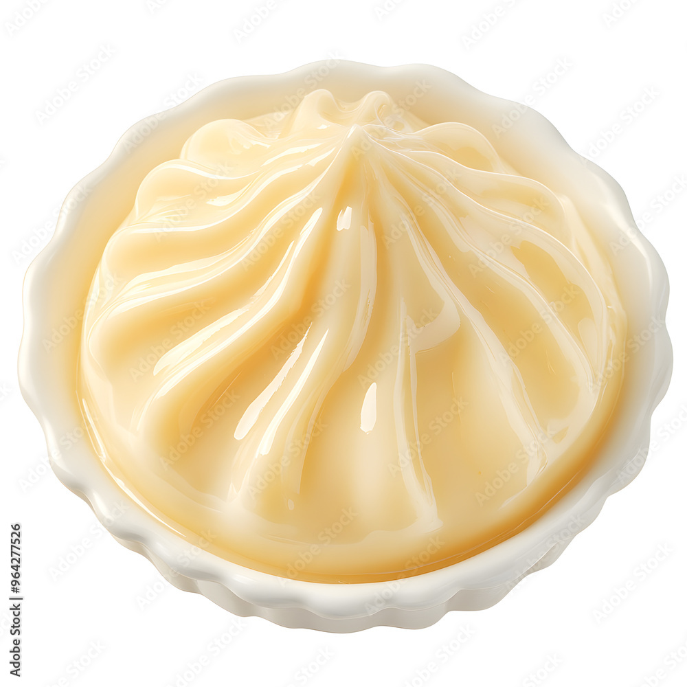 Sticker Delicious pudding vanilla dessert isolated on white background