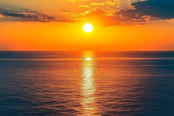 Fototapeta premium Breathtaking Sunset Over Calm Ocean Waters