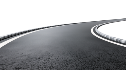 Asphalted black road, isolated on transparent background