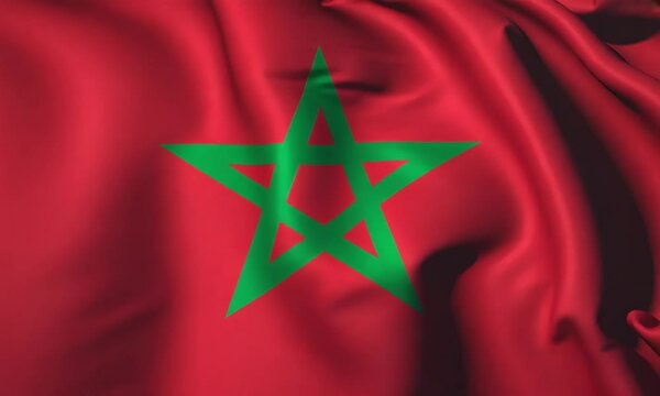 Morocco flag flowing smoothly in vibrant colors, ideal for video overlays - 4K cinematic stock clip