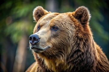 Obraz premium Profile Of A Large Brown Bear Facing Left, With Its Fierce Expression And Muscular Build Dominating The Frame, Conveying Strength And Wildlife Themes.