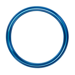 Circle blue frame. Metal ring painted blue. Isolated