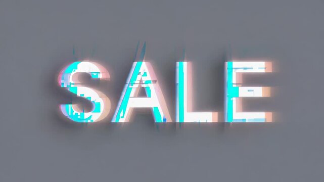 Animated shimmering Sale lettering on a grey background creates a dynamic atmosphere. Ideal for promotions, discount events and social media marketing Super Sale offer 