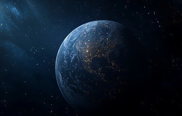 Obraz premium A Stunning View of Earth from Space Illuminated by City Lights