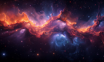 Obraz premium Colorful fantasy Galaxy view background, A view from space to a spiral galaxy and stars, The universe is filled with Stars, Nebulae and Galaxies, Generative Ai. 