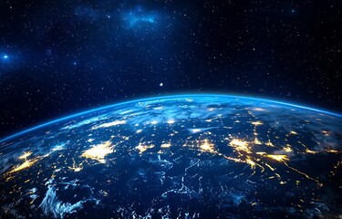 Fototapeta premium Earth from Space: A Glimpse of Our Planet's Beauty at Night