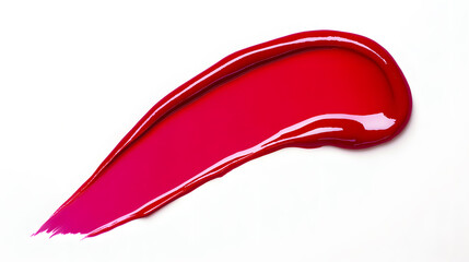 Red liquid lipstick smear isolated on white background