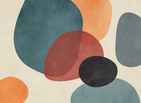 Contemporary flat modern illustration with geometric abstraction. Design for wallpaper, photo wallpaper, mural.	