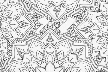  Arrière plan noir et blanc avec motif graphique mandala pour colorier
