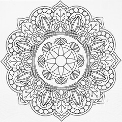  Arrière plan noir et blanc avec motif graphique mandala pour colorier