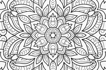  Arri&egrave;re plan noir et blanc avec motif graphique mandala pour colorier