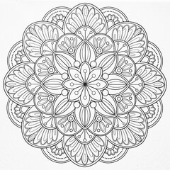  Arrière plan noir et blanc avec motif graphique mandala pour colorier