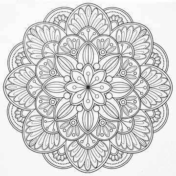 Arri&egrave;re plan noir et blanc avec motif graphique mandala pour colorier