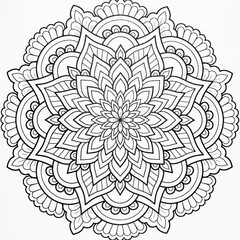  Arrière plan noir et blanc avec motif graphique mandala pour colorier