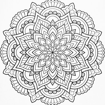 Arri&egrave;re plan noir et blanc avec motif graphique mandala pour colorier