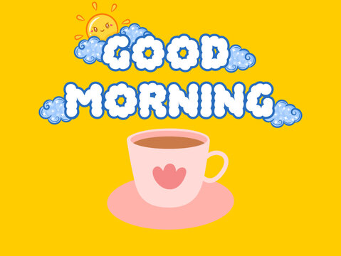 Luxury good morning card art deco design vector. 