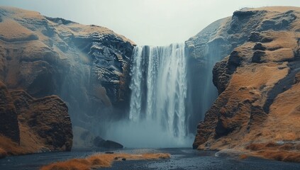 Majestic Waterfall Cascade in Iceland