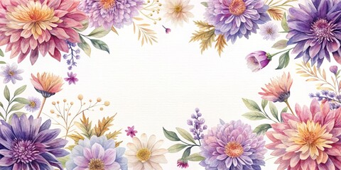Asters flower frame template