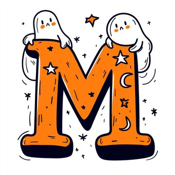 recommend clip art: Halloween Letter M with Ghosts