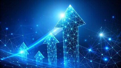 Business growth concept web background design in low poly futuristic technology