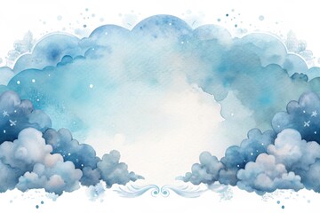 clouds frame illustration watercolor