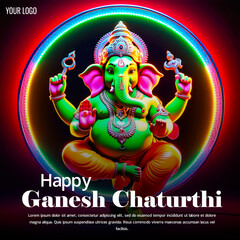 Happy Ganesh Chaturthi Indian hindu festival of God Ganesha worship Social media post design