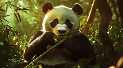 Fototapeta premium Panda in Bamboo Forest