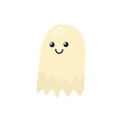 Cute cartoon ghost in color. Stock illustration. Halloween theme. Isolated image on white background. For Halloween holiday cards, stickers.