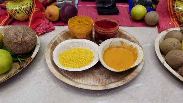 Bangalore, India 8th August 2024: Graha Pravesh. Grah or Gruh Pravesh is a Hindu ceremony performed on the occasion of an individual's first time entering their new home. Hindu Hawan pooja Rituals.