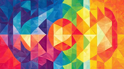 Obraz premium Abstract Geometric Pattern with Vibrant Colors and Triangles