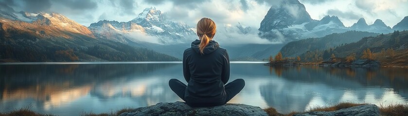 An entrepreneur finding inspiration in a serene mountain setting