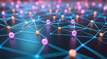 Abstract Network of Interconnected Glowing Spheres