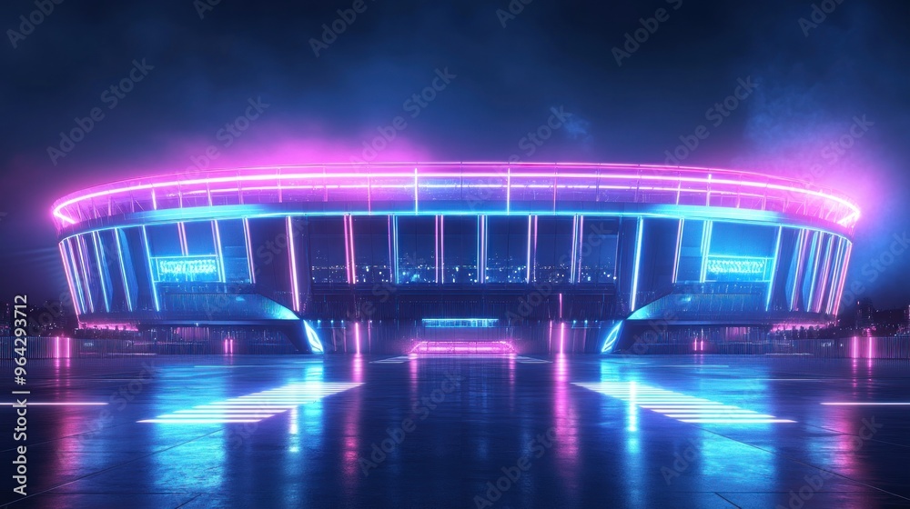 Sticker Futuristic Stadium Night Neon Lights