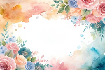 Wedding card template with flowers illustration