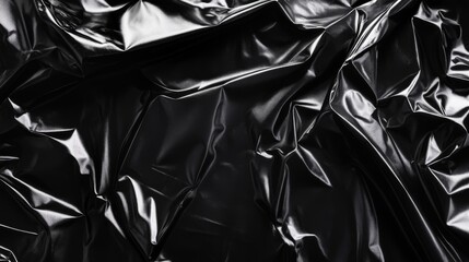 Abstract texture crumpled black plastic cellophane surface material
