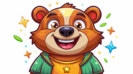 Drawing of a cute cartoon bear on a white background