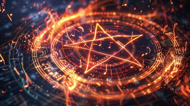 Mystical energy surrounds a glowing pentagram, reflecting themes of magic, spirituality, and cosmic connection.