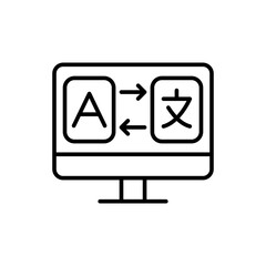 Translator app outline icons, minimalist vector illustration ,simple transparent graphic element .Isolated on white background