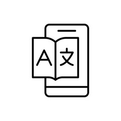 Translator app outline icons, minimalist vector illustration ,simple transparent graphic element .Isolated on white background