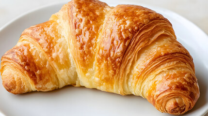 Close-Up View of a Freshly Baked Croissant with Flaky Golden Crust and Hint of Butter, Perfect for Breakfast or Pastry Lovers