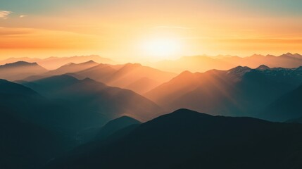 Obraz premium Golden Hour Over Majestic Mountains